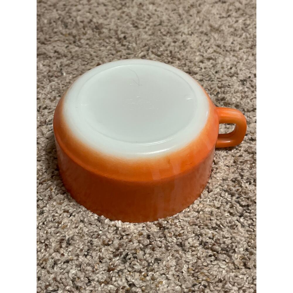 Anchor Hocking Stackable Soup Bowl Mug  Peach / Orange Milk Glass Vintage MCM - Picture 2 of 9